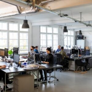 Stock image of a modern office and people working